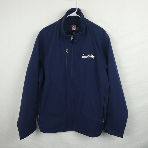 Seattle Seahawks NFL GIII G-III Apparel Carl Banks Front Zip Collar Jacket Navy - Picture 1 of 11